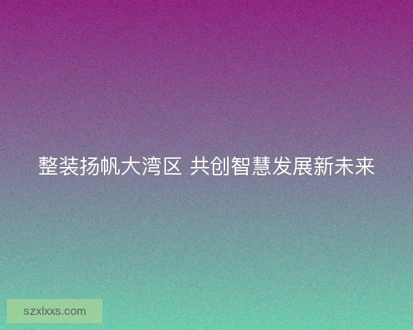 整装扬帆大湾区 共创智慧发展新未来